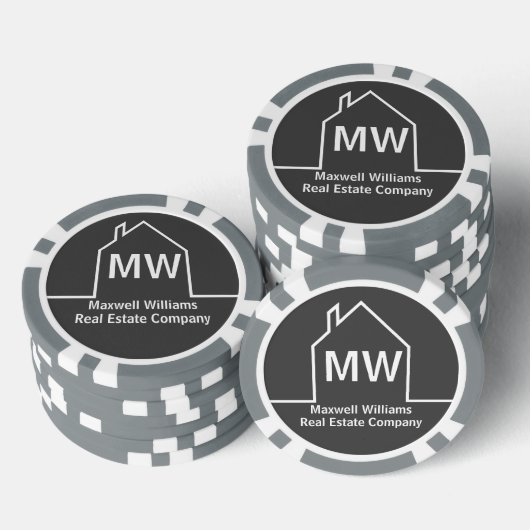 Vastgoedbedrijf Gepersonaliseerd Grijs Makelaar Poker Chips (Opstapeling)