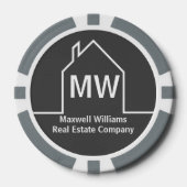 Vastgoedbedrijf Gepersonaliseerd Grijs Makelaar Poker Chips (Voorkant)