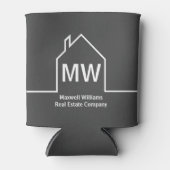 Vastgoedbedrijf gepersonaliseerde grijze makelaar blikjeskoeler (Voorkant)