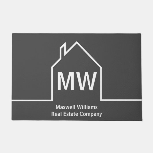 Vastgoedbedrijf gepersonaliseerde grijze makelaar deurmat (Voorkant)