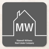 Vastgoedbedrijf gepersonaliseerde grijze makelaar kartonnen onderzetters (Voorkant)