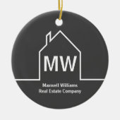 Vastgoedbedrijf gepersonaliseerde grijze makelaar keramisch ornament (Voorkant)