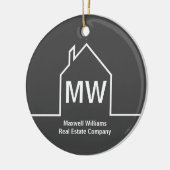 Vastgoedbedrijf gepersonaliseerde grijze makelaar keramisch ornament (Links)