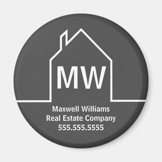 Vastgoedbedrijf gepersonaliseerde grijze makelaar magneet (Voorkant)