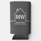 Vastgoedbedrijf gepersonaliseerde grijze makelaar seltzer blikjeskoeler (Achterkant)