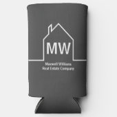 Vastgoedbedrijf gepersonaliseerde grijze makelaar seltzer blikjeskoeler (Voorkant)