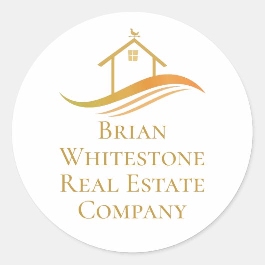 Vastgoedbedrijf Gold House Custom Realtor Ronde Sticker (Voorkant)