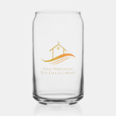 Vastgoedbedrijf Gold House Logo Custom Realtor Blikvorm Glas (Voorkant)