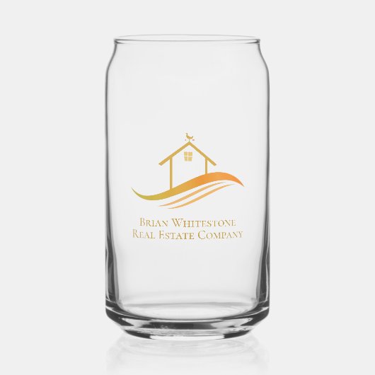 Vastgoedbedrijf Gold House Logo Custom Realtor Blikvorm Glas (Voorkant)