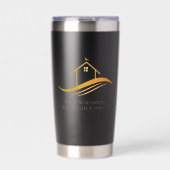 Vastgoedbedrijf Gold House Logo Custom Realtor Geïsoleerde Drinkbeker (Voorkant)