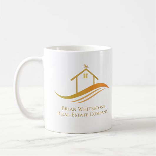 Vastgoedbedrijf Gold House Logo Custom Realtor Koffiemok (Links)