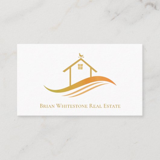 Vastgoedbedrijf Gold House Logo Custom Realtor Visitekaartje (Voorkant)