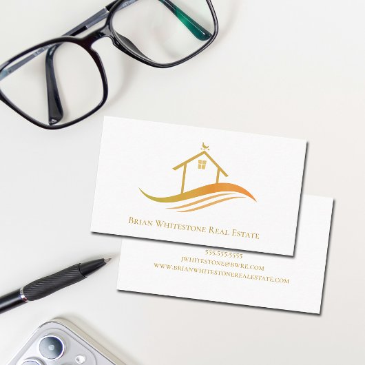 Vastgoedbedrijf Gold House Logo Custom Realtor Visitekaartje