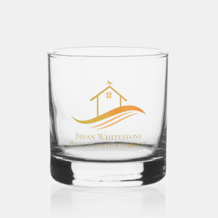 Vastgoedbedrijf Gold House Logo Custom Realtor Whisky Glas
