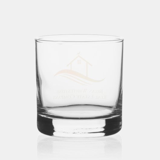 Vastgoedbedrijf Gold House Logo Custom Realtor Whisky Glas (Achterkant)