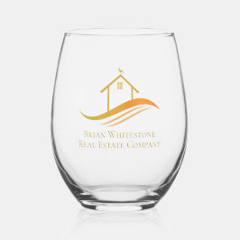 Vastgoedbedrijf Gold House Logo Custom Realtor Wijnglas Zonder Voet
