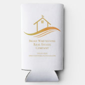 Vastgoedbedrijf Gold House Logo Marketing Seltzer Blikjeskoeler (Achterkant)