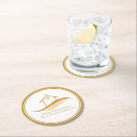 Vastgoedbedrijf Gold Open House  Ronde Kartonnen Onderzetter<br><div class="desc">Dit chique onderzetter van het vastgoedbedrijf voor een open huis is op maat gemaakt met uw naam van het vastgoedbedrijf en de makelaar. Dit elegante gouden marketinggeschenk heeft een  huis met een windvaan op de bovenkant en strakke rondingen eronder. Personaliseer dit moderne zakelijke promotieobject met uw eigen informatie.</div>