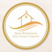 Vastgoedbedrijf Gold Open House  Ronde Kartonnen Onderzetter (Voorkant)