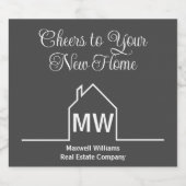 Vastgoedbedrijf Housewarming Cheers Chic Grey Sparkling Wijnetiket (Enkel label)