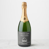Vastgoedbedrijf Housewarming Cheers Chic Grey Sparkling Wijnetiket (Voorkant)
