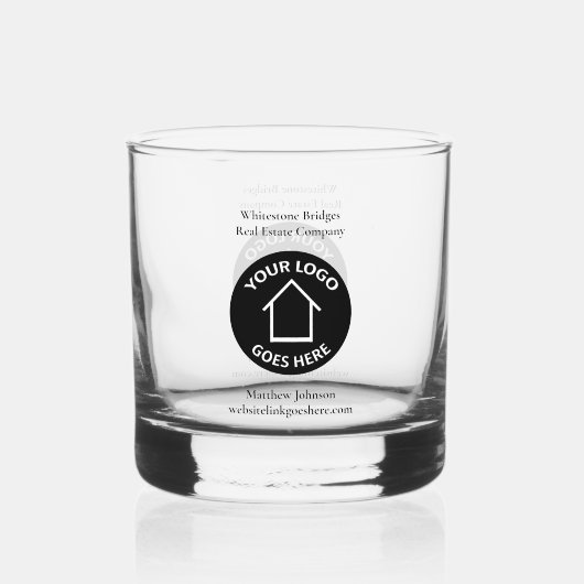 Vastgoedbedrijf Logo  Realtor Whisky Glas (Voorkant)