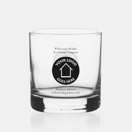 Vastgoedbedrijf Logo  Realtor Whisky Glas (Achterkant)