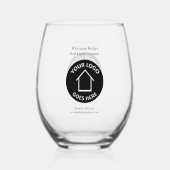Vastgoedbedrijf Logo  Realtor Wijnglas Zonder Voet (Achterkant)