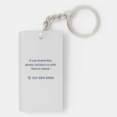 Vastgoedbedrijf Navy Blue and White QR-code Sleutelhanger (achterkant)