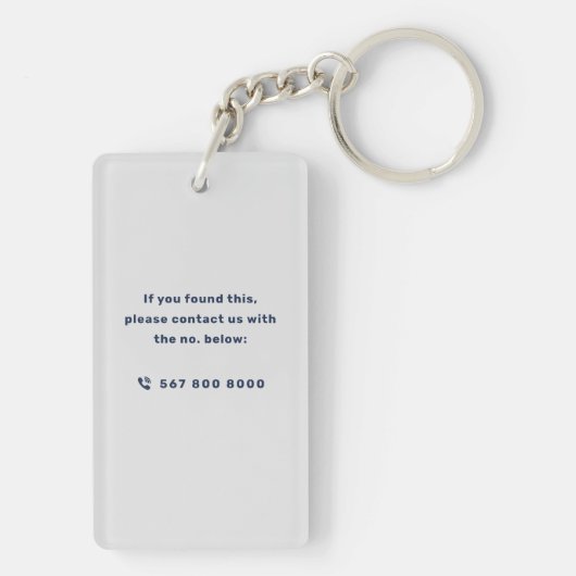 Vastgoedbedrijf Navy Blue and White QR-code Sleutelhanger (achterkant)