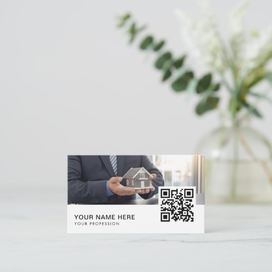 Vastgoedbeheer QR-code Visitekaartje (Staand voorkant)