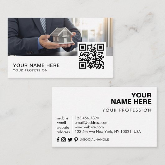 Vastgoedbeheer QR-code Visitekaartje (Voorkant / Achterkant)