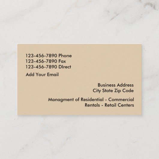 Vastgoedbeheer Visitekaartje (Achterkant)