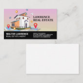 Vastgoedbouwkaart en pictogrammen visitekaartje (Voorkant / Achterkant)