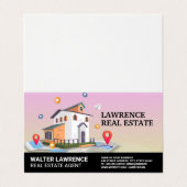 Vastgoedbouwkaart en pictogrammen visitekaartje (Buitenkant ongevouwen)