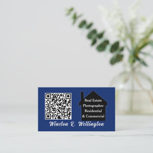 Vastgoedfotograaf QR Code Fotosjabloon Visitekaartje (Staand voorkant)
