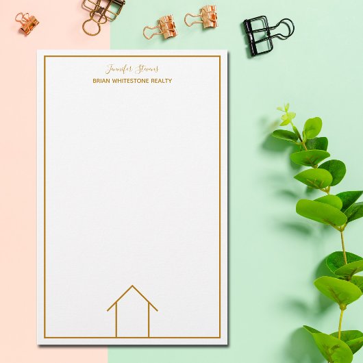 Vastgoedhuis Eenvoudig Chic Goud Aangepaste Makela Briefpapier