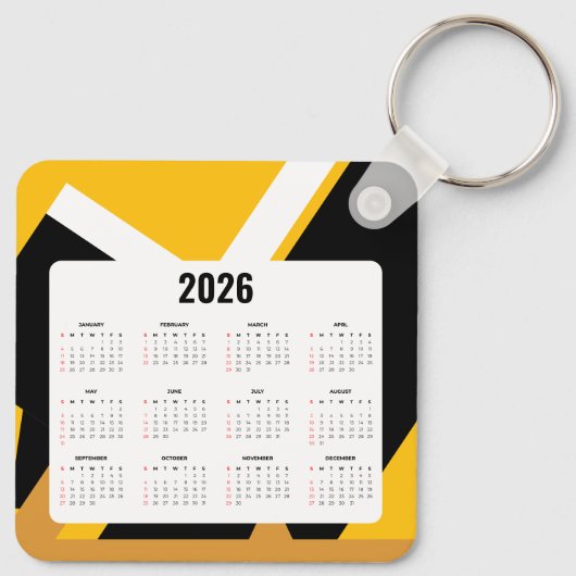 Vastgoedkalender Sleutelhanger 2026 | Zwart en gou (Achterkant)