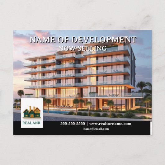 Vastgoedmakelaar aangepaste vastgoedontwikkeling briefkaart (Achterkant)