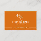Vastgoedmakelaar Beach House Logo Sinaasappel Visitekaartje (Voorkant)