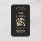 Vastgoedmakelaar Black Faux Gold House Visitekaartje (Achterkant)
