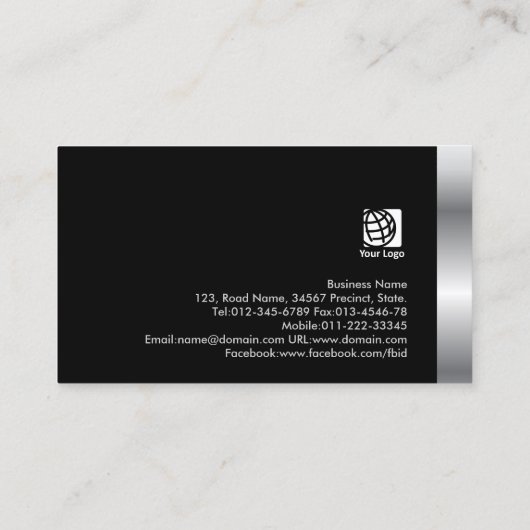 Vastgoedmakelaar Bold Dark Chrome Visitekaartje (Achterkant)