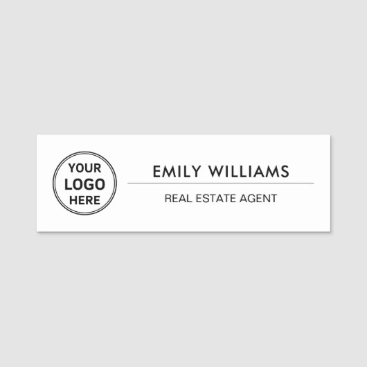 Vastgoedmakelaar Custom Logo White Naamplaatje (Voorkant)