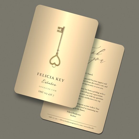 Vastgoedmakelaar Faux Gold Dankbaar Waardering Bedankkaart