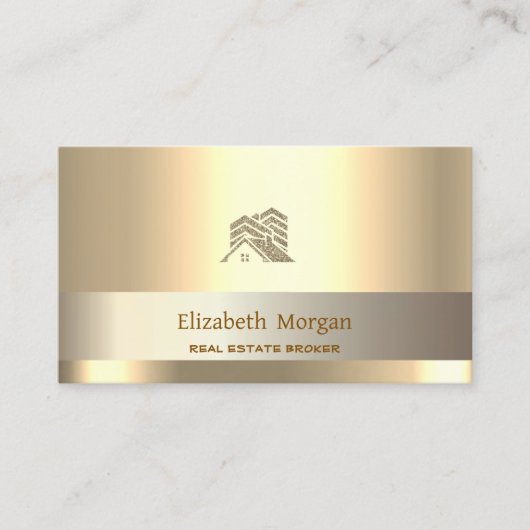 Vastgoedmakelaar Glitter House Roof Gold Visitekaartje (Voorkant)