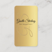 Vastgoedmakelaar Gold Navy Blue QR Code Monogram Visitekaartje (Voorkant)