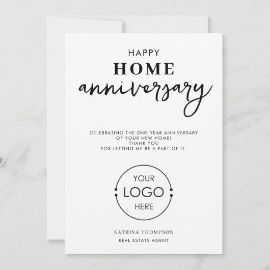 Vastgoedmakelaar Happy Home Jubileum Logo Bedankkaart (Voorkant)