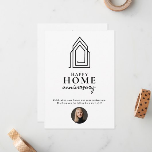 Vastgoedmakelaar Happy Home Jubileum Modern Notitiekaartje (Voorkant / Achterkant in situ)