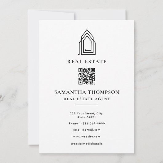 Vastgoedmakelaar Happy Home Jubileum Modern Notitiekaartje (Achterkant)