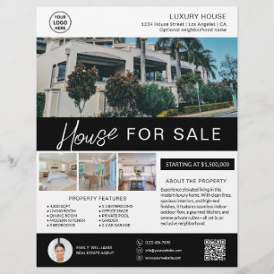 Vastgoedmakelaar Huis te koop Aangepaste Logo QR Flyer
